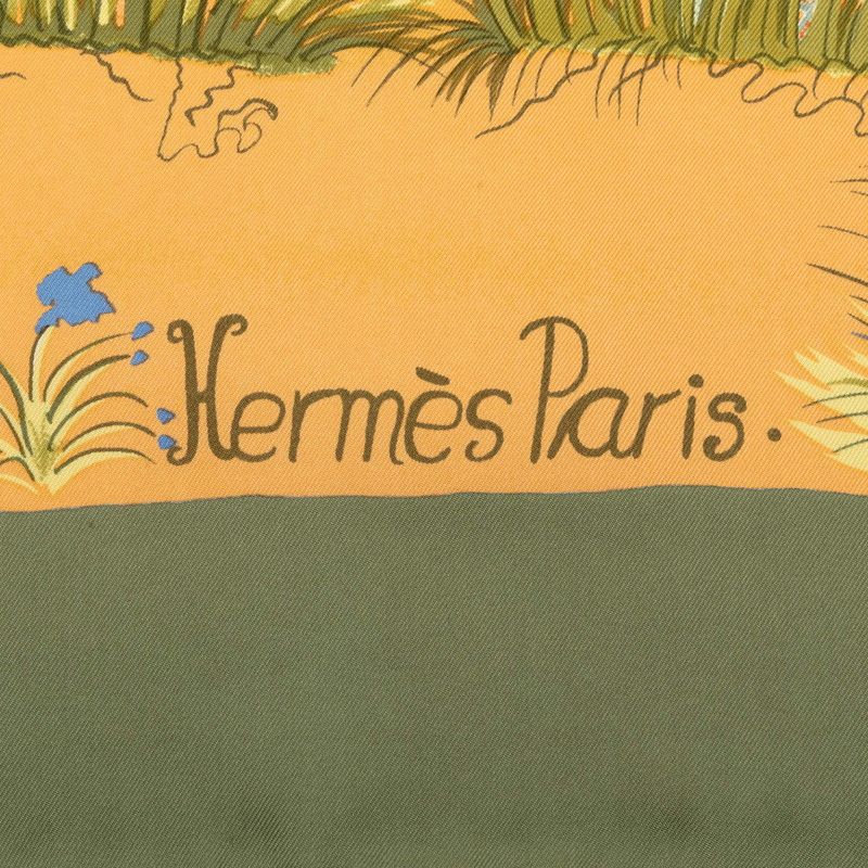 Hermes Carre 90 Nuba Mountain Scarf Green Multicolor Silk — view 3