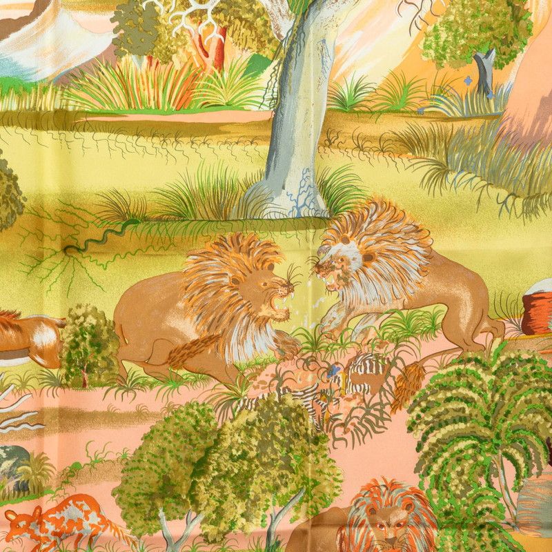 Hermes Carre 90 Nuba Mountain Scarf Green Multicolor Silk — view 2