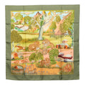 Hermes Carre 90 Nuba Mountain Scarf Green Multicolor Silk