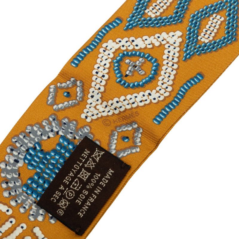 Hermes Twilly Kelly en Perles Scarf Brown Yellow Earth Color Silk — view 4