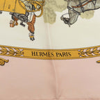 Hermes Carre 90 Walk to Longchamps la Promenade de Scarf Pink Multicolor Silk — view 6
