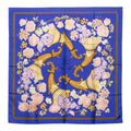 Hermes Carre 90 Fleurs Et Raisins Grape Flower Scarf Purple Multicolor Silk
