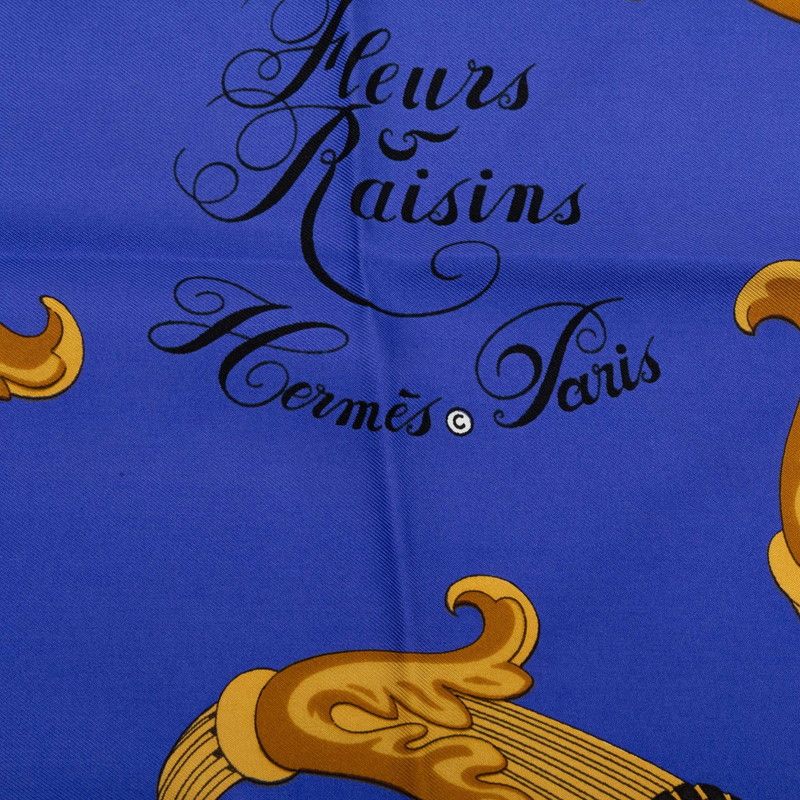 Hermes Carre 90 Fleurs Et Raisins Grape Flower Scarf Purple Multicolor Silk — view 4