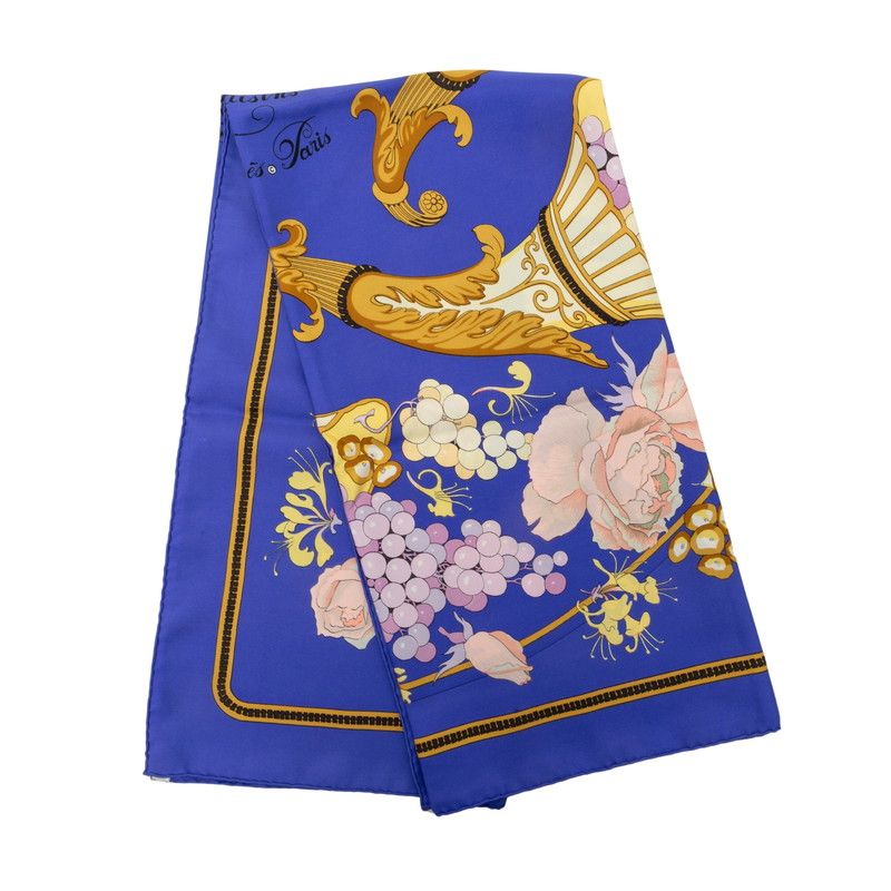 Hermes Carre 90 Fleurs Et Raisins Grape Flower Scarf Purple Multicolor Silk — view 5