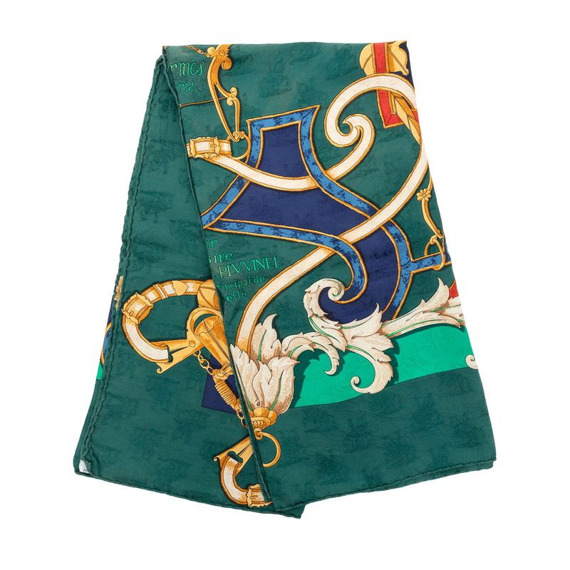 Hermes Carre 90 L'instruction du Roy Imperial Studies Scarf Green Multicolor — view 7