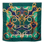 Hermes Carre 90 L'instruction du Roy Imperial Studies Scarf Green Multicolor