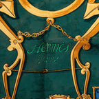 Hermes Carre 90 L'instruction du Roy Imperial Studies Scarf Green Multicolor — view 3