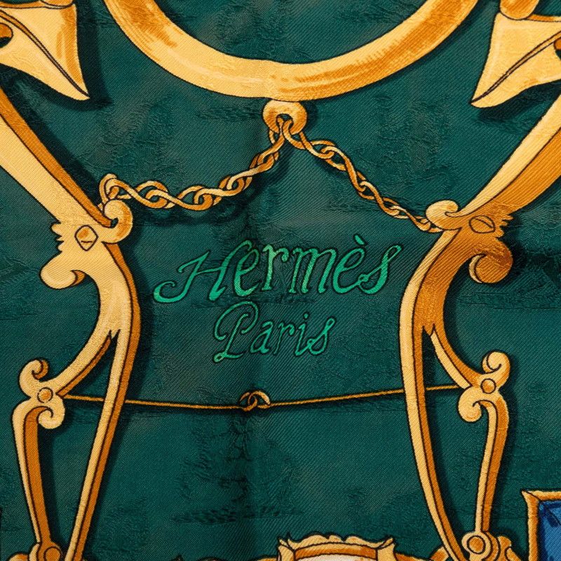 Hermes Carre 90 L'instruction du Roy Imperial Studies Scarf Green Multicolor — view 3