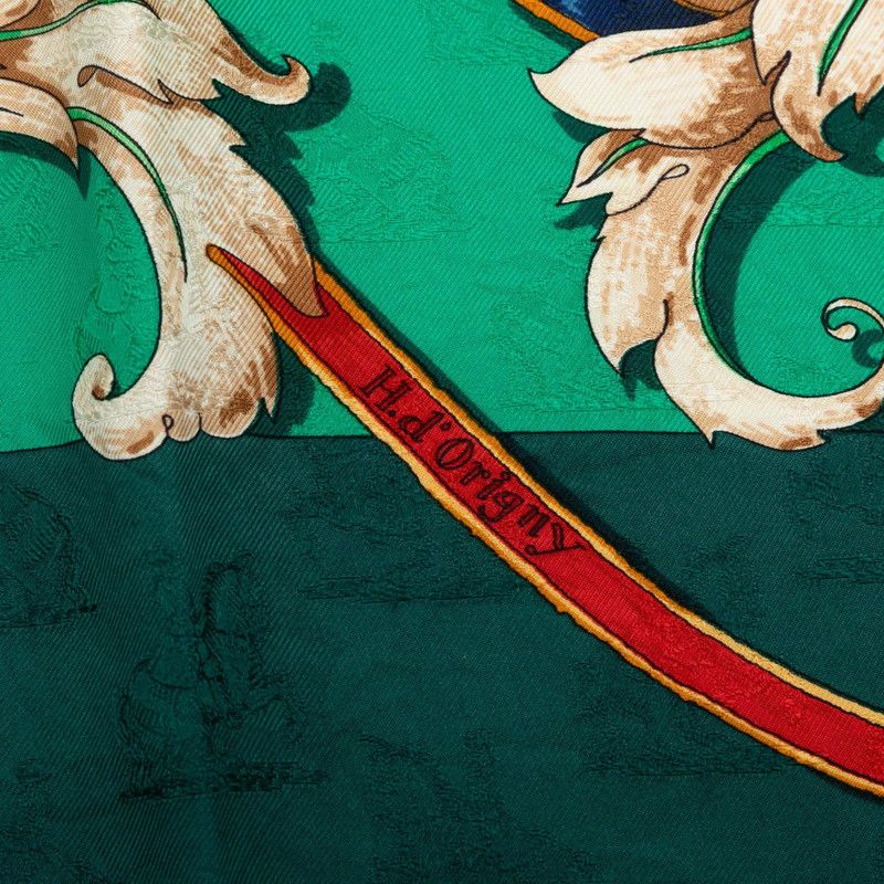 Hermes Carre 90 L'instruction du Roy Imperial Studies Scarf Green Multicolor — view 6
