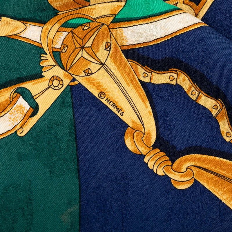Hermes Carre 90 L'instruction du Roy Imperial Studies Scarf Green Multicolor — view 5