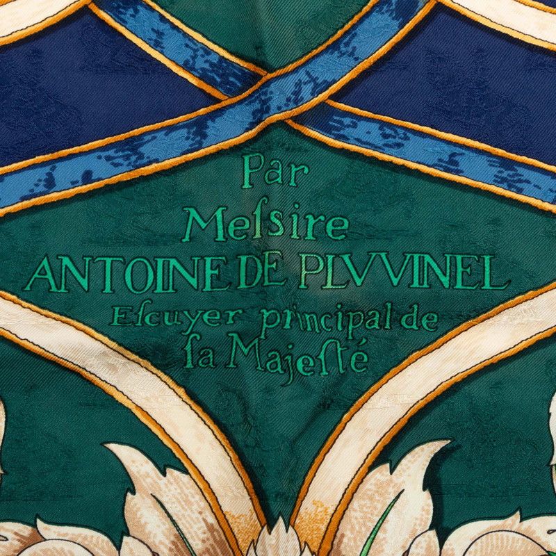 Hermes Carre 90 L'instruction du Roy Imperial Studies Scarf Green Multicolor — view 4