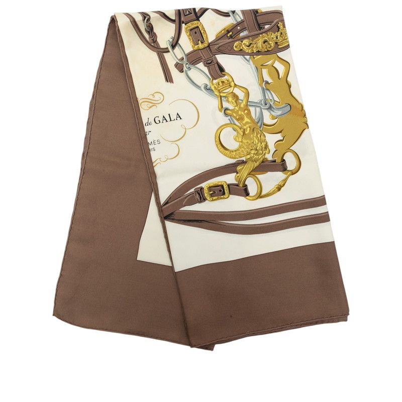 Hermes Carre 90 Brid Gala Ceremonial Bridle Scarf Brown Multicolor Silk — view 8