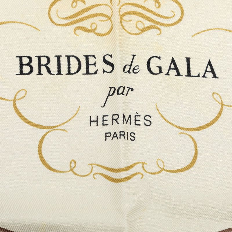 Hermes Carre 90 Brid Gala Ceremonial Bridle Scarf Brown Multicolor Silk — view 7