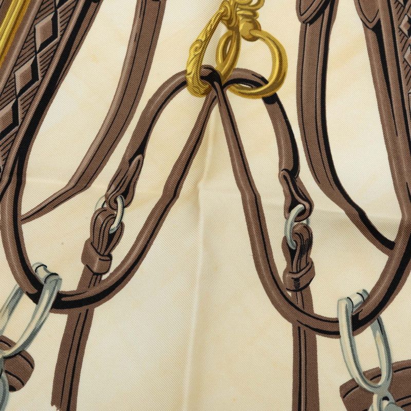 Hermes Carre 90 Brid Gala Ceremonial Bridle Scarf Brown Multicolor Silk — view 5