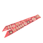 Hermes Twilly Kelly en Perles Scarf Pink Silk