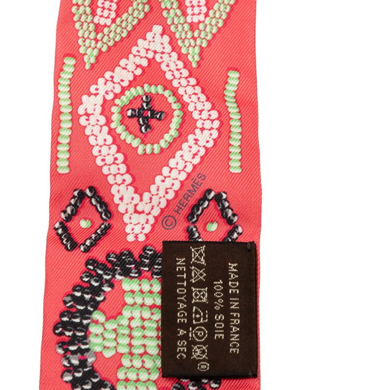Hermes Twilly Kelly en Perles Scarf Pink Silk — view 4