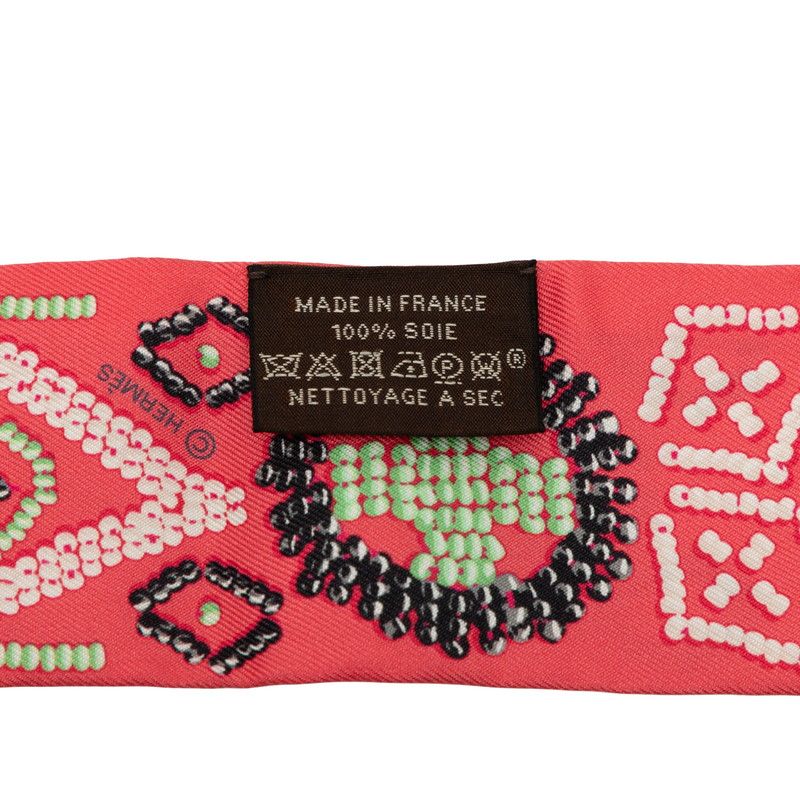 Hermes Twilly Kelly en Perles Scarf Pink Silk — view 3