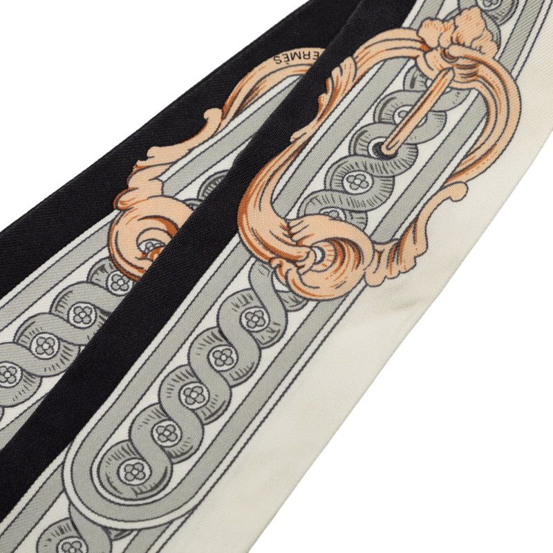 Hermes Twilly Bride de Cour Scarf Gray White Black Silk — view 2