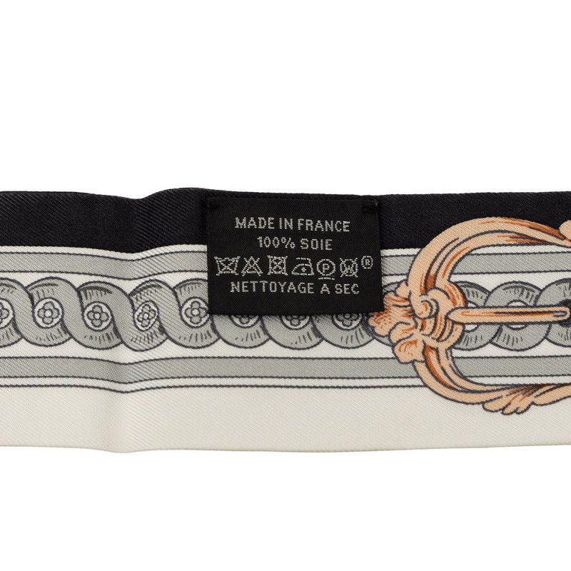 Hermes Twilly Bride de Cour Scarf Gray White Black Silk — view 5