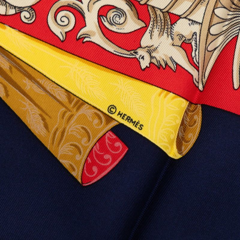 Hermes Carre 90 Atlantis L'atlantide Scarf Navy Multicolor Silk — view 5