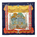 Hermes Carre 90 Atlantis L'atlantide Scarf Navy Multicolor Silk