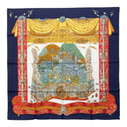 Hermes Carre 90 Atlantis L'atlantide Scarf Navy Multicolor Silk