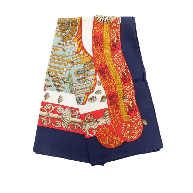 Hermes Carre 90 Atlantis L'atlantide Scarf Navy Multicolor Silk — view 6