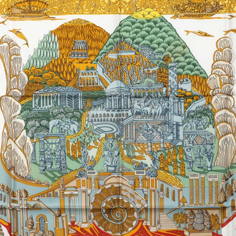 Hermes Carre 90 Atlantis L'atlantide Scarf Navy Multicolor Silk — view 2
