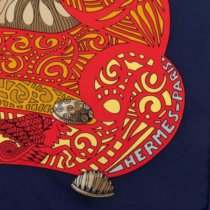 Hermes Carre 90 Atlantis L'atlantide Scarf Navy Multicolor Silk — view 3