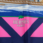 Hermes Carre 90 Rafales Gale Scarf Blue Pink Multicolor Silk — view 4