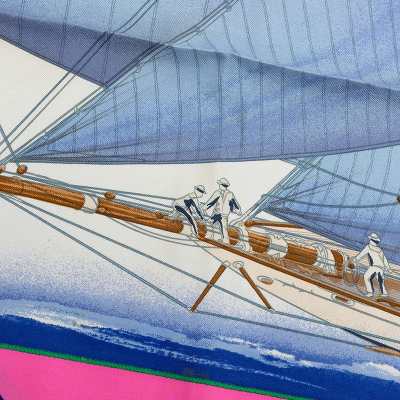 Hermes Carre 90 Rafales Gale Scarf Blue Pink Multicolor Silk — view 3