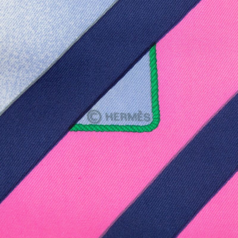 Hermes Carre 90 Rafales Gale Scarf Blue Pink Multicolor Silk — view 5