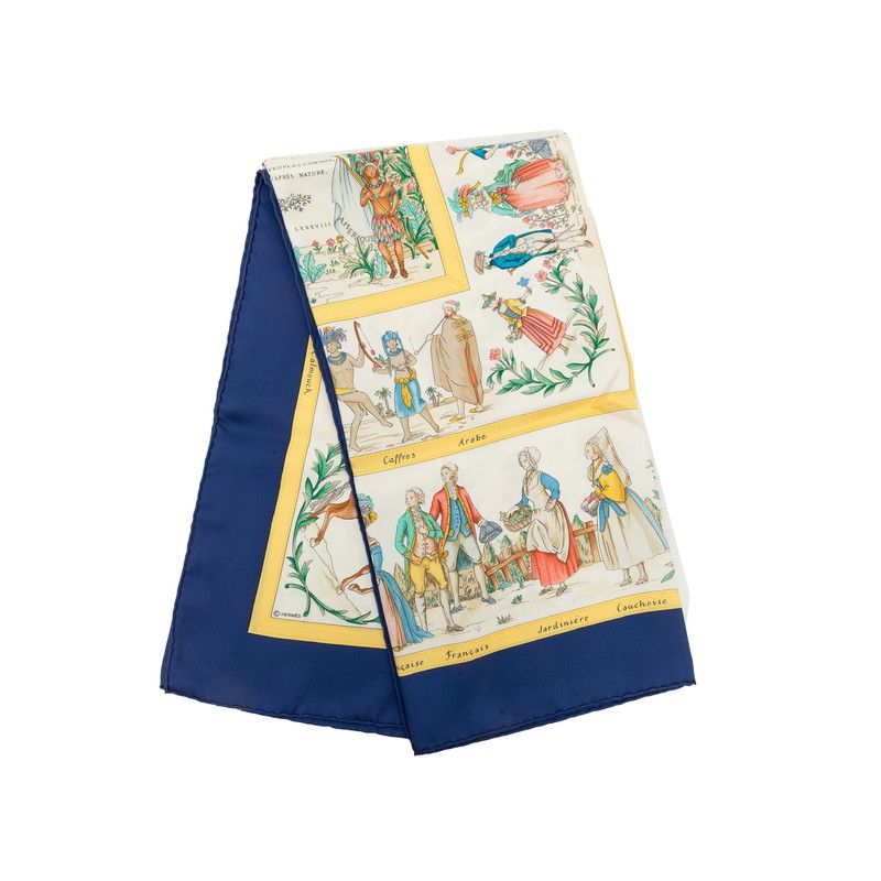 Hermes Carre 90 Costumes Civils Actuels Modern Citizen Scarf Navy Multicolor — view 6