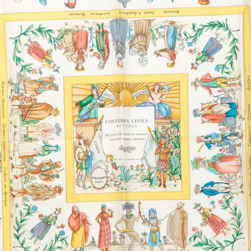 Hermes Carre 90 Costumes Civils Actuels Modern Citizen Scarf Navy Multicolor — view 2