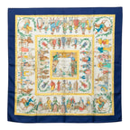 Hermes Carre 90 Costumes Civils Actuels Modern Citizen Scarf Navy Multicolor
