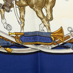 Hermes Carre 90 Marine Et Cavalerie Sea and Cavalry Scarf Blue Multicolor Silk — view 6