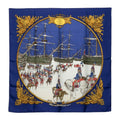 Hermes Carre 90 Marine Et Cavalerie Sea and Cavalry Scarf Blue Multicolor Silk