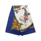 Hermes Carre 90 Marine Et Cavalerie Sea and Cavalry Scarf Blue Multicolor Silk — view 7