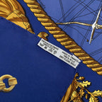 Hermes Carre 90 Marine Et Cavalerie Sea and Cavalry Scarf Blue Multicolor Silk — view 8