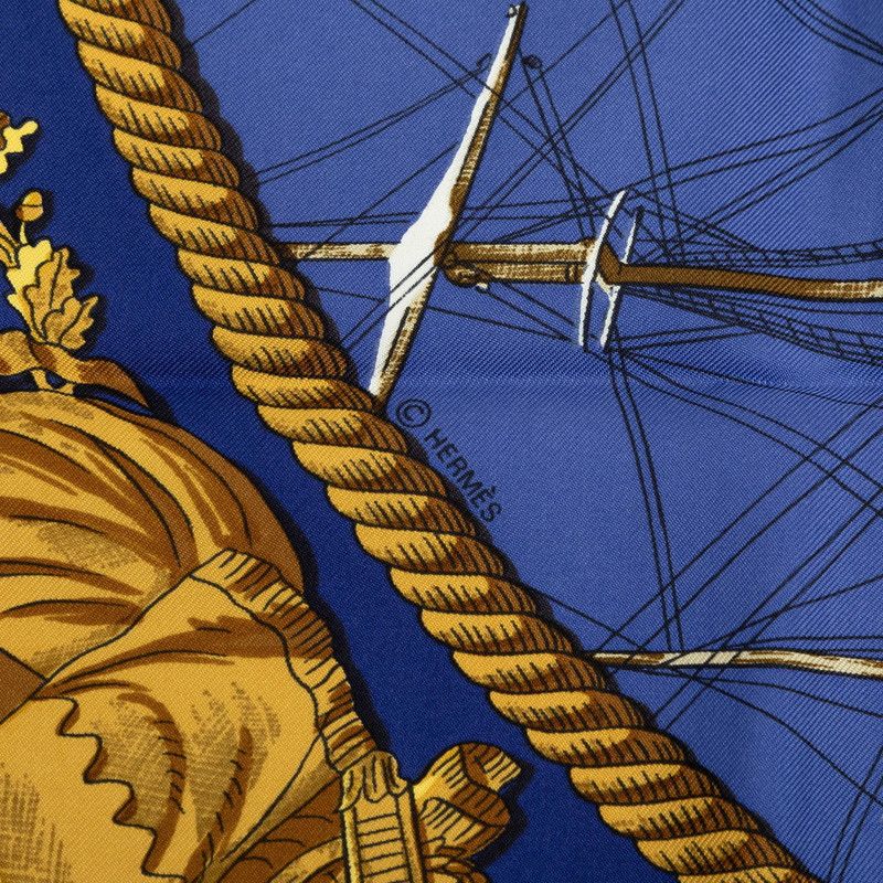 Hermes Carre 90 Marine Et Cavalerie Sea and Cavalry Scarf Blue Multicolor Silk — view 4