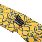 Hermes Ascot Tie Scarf Yellow Blue Silk — view 5