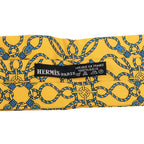 Hermes Ascot Tie Scarf Yellow Blue Silk — view 4