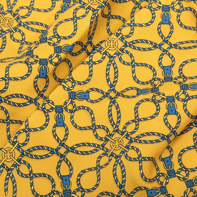 Hermes Ascot Tie Scarf Yellow Blue Silk — view 2