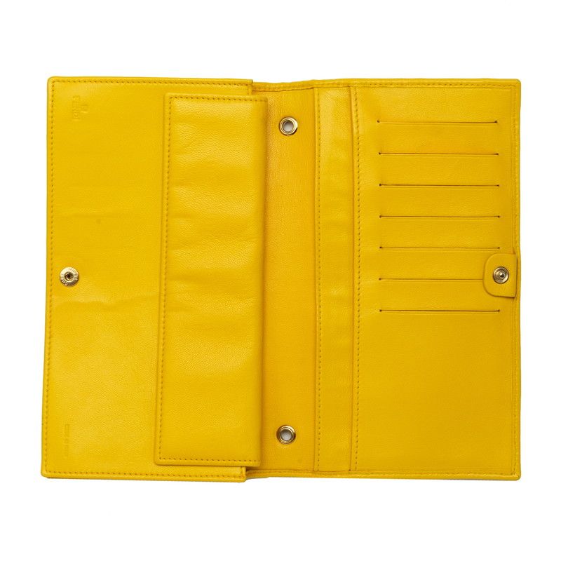 Fendi Wallet Yellow Leather with Matelasse Chain — view 4
