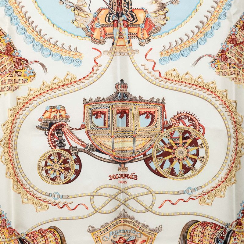 Hermes Carre 90 Paperoles Paprole Carriage and Nobility Scarf Blue Multicolor — view 2