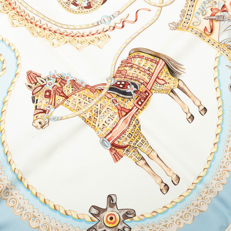 Hermes Carre 90 Paperoles Paprole Carriage and Nobility Scarf Blue Multicolor — view 6