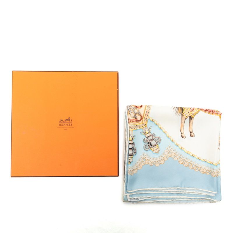 Hermes Carre 90 Paperoles Paprole Carriage and Nobility Scarf Blue Multicolor — view 8
