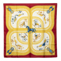 Hermes Carre 90 Voitures Paniers Cage Carriage Scarf Wine Red Multicolor Silk