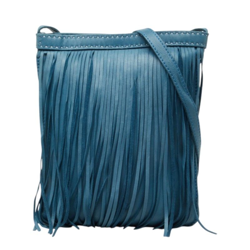Hermes Tudo Fringe Shoulder Bag Blue Leather