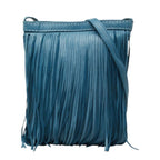Hermes Tudo Fringe Shoulder Bag Blue Leather